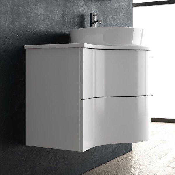 Composizione bagno sospesa 100cm: mobile, specchio contenitore e 2 colonne FORM-100 - KAMALU