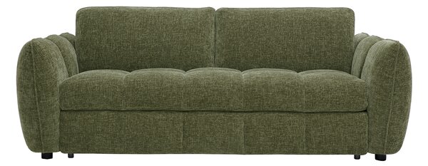 Divano letto design 3 posti in tessuto effetto velluto testurizzato verde kaki WONDER