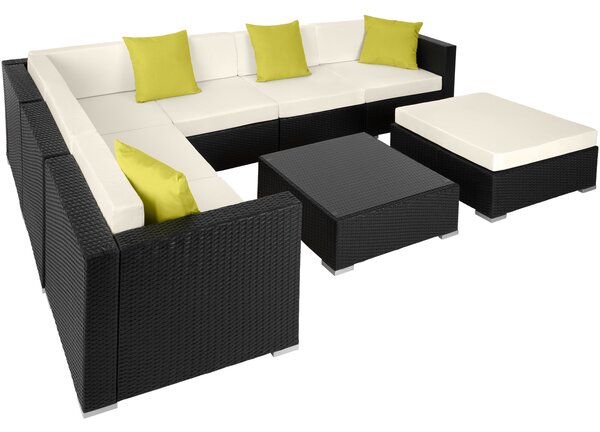 Tectake 403836 set lounge da giardino marbella con telaio in alluminio - nero