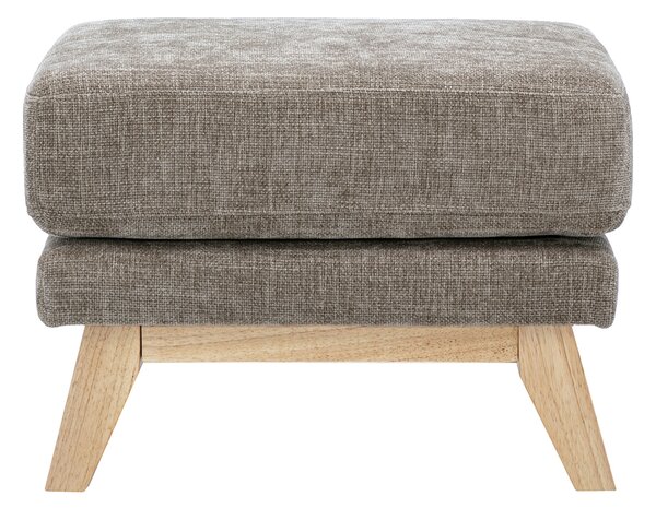 Pouf poggiapiedi scandinavo in tessuto effetto velluto testurizzato tortora e legno chiaro OSLO