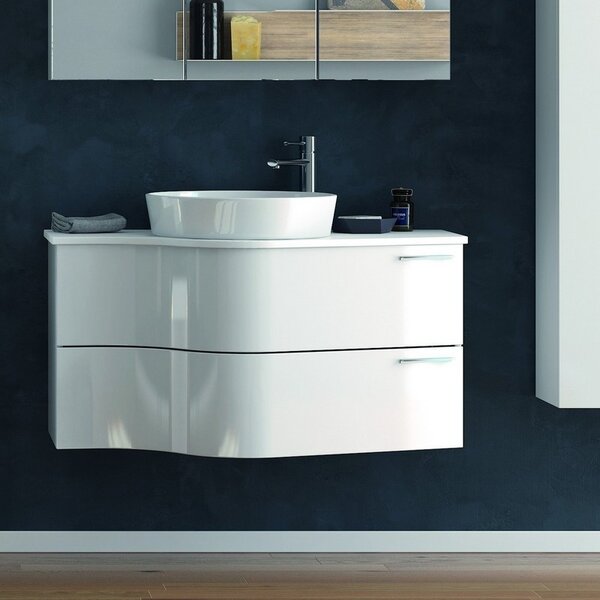 Kamalu composizione bagno sospesa 100cm: mobile ultramoderno e specchio contenitore form-100b