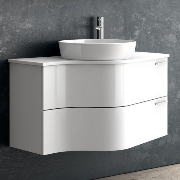 Kamalu composizione bagno sospesa 100cm: mobile ultramoderno e specchio contenitore form-100b
