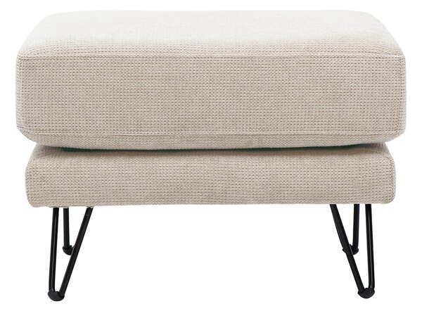 Pouf poggiapiedi in tessuto ciniglia beige e metallo OSLO