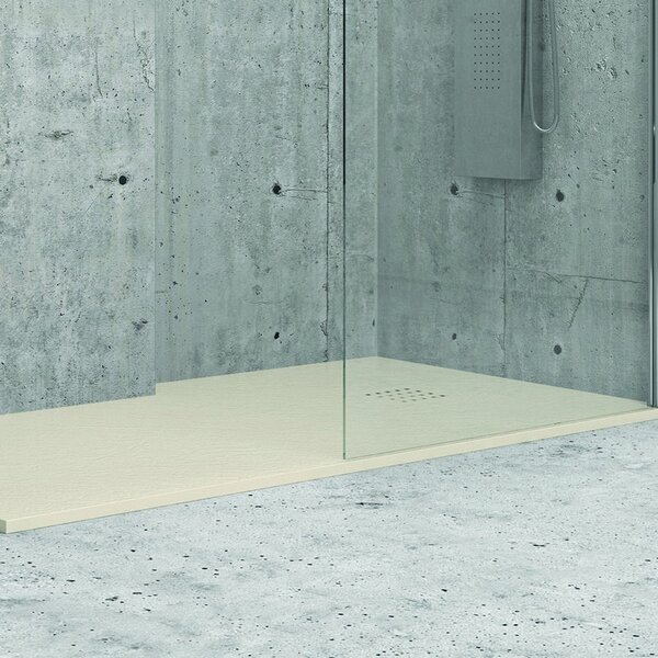 KAMALU - Piatto doccia 100x80 effetto pietra colore avorio crema