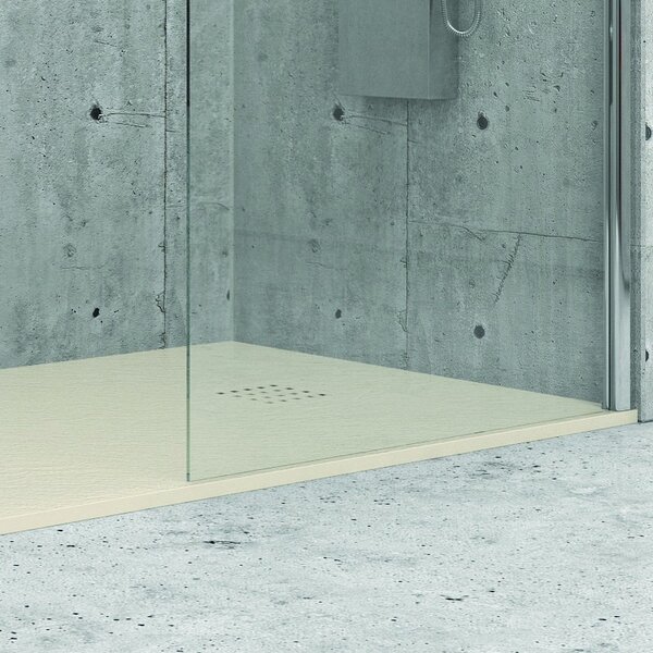 KAMALU - Piatto doccia 100x80 effetto pietra colore avorio crema