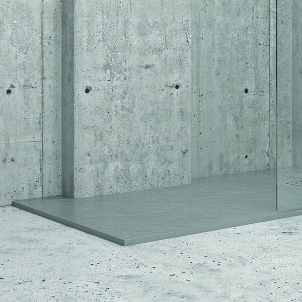 KAMALU - Piatto doccia 100x80 effetto pietra grigio cemento