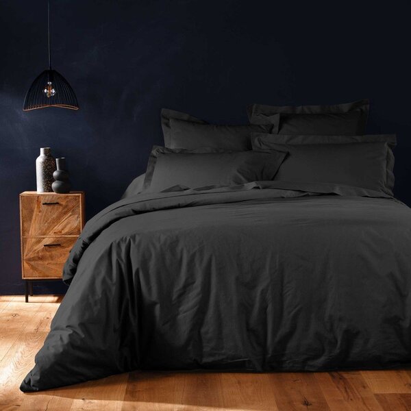 Copripiumino nero in cotone per letto matrimoniale/per letto esteso 240x220 cm Lina – douceur d'intérieur