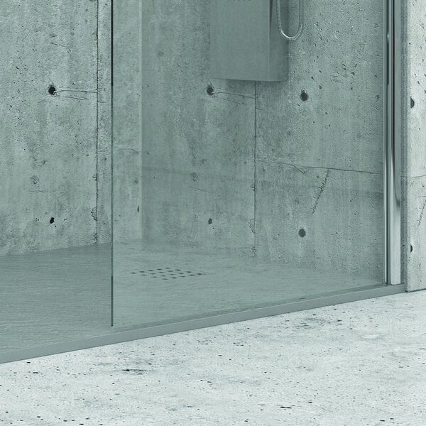 KAMALU - Piatto doccia 100x80 effetto pietra grigio cemento