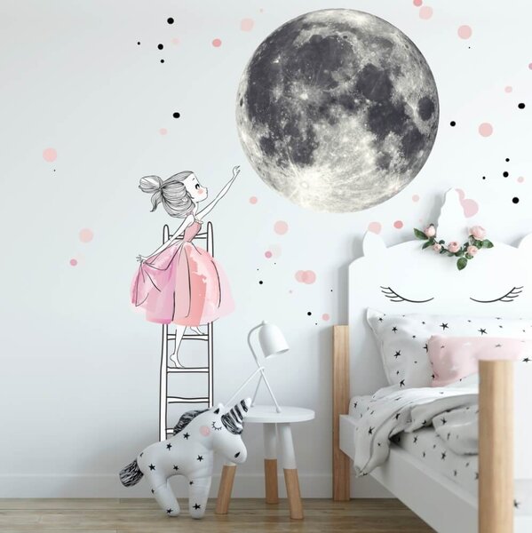 Decorazioni murali cameretta bambina La Luna Viola