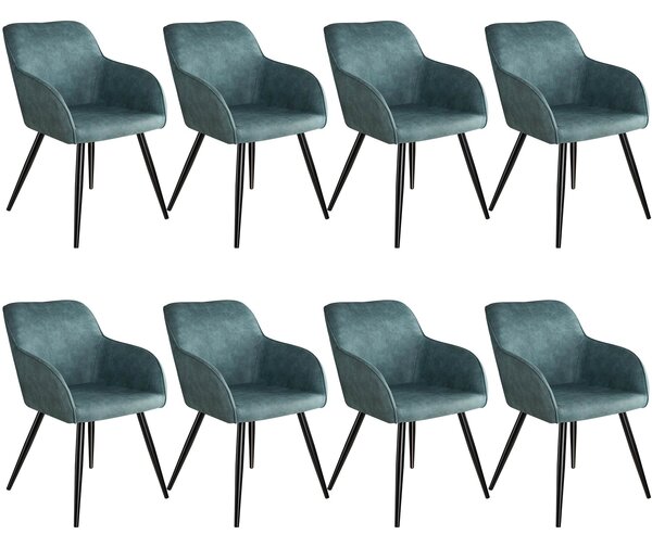 Tectake 404061 8x sedia marilyn tessuto - blu/nero
