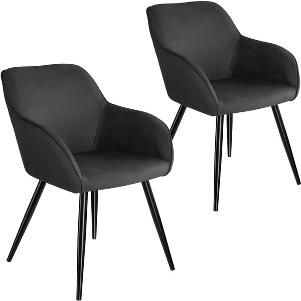 Tectake 404074 2x sedia marilyn tessuto - antracite/nero