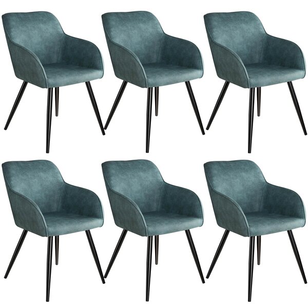Tectake 404060 6x sedia marilyn tessuto - blu/nero