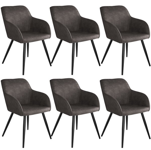 Tectake 404080 6x sedia marilyn tessuto - grigio scuro/nero