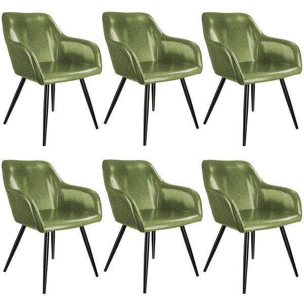 Tectake 404096 6x sedia marilyn similpelle - verde scuro/nero