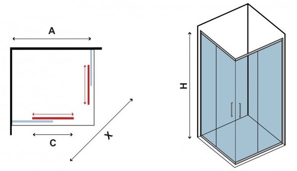 Box doccia angolare 80x70 cristallo 6mm anticalcare KF1000 - KAMALU