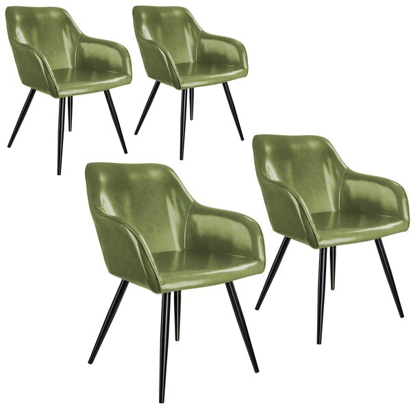 Tectake 404095 4x sedia marilyn similpelle - verde scuro/nero