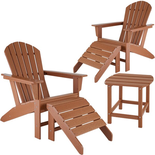 Tectake 404168 2 sedie da giardino con poggiapiedi e tavolino resistenti alle intemperie - marrone