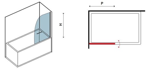 KAMALU - Parete vasca 85cm girevole altezza 140cm | KV10