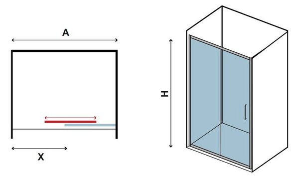 Porta doccia nicchia 100cm con anta scorrevole e vetro trasparente anticalcare KF5000 - KAMALU