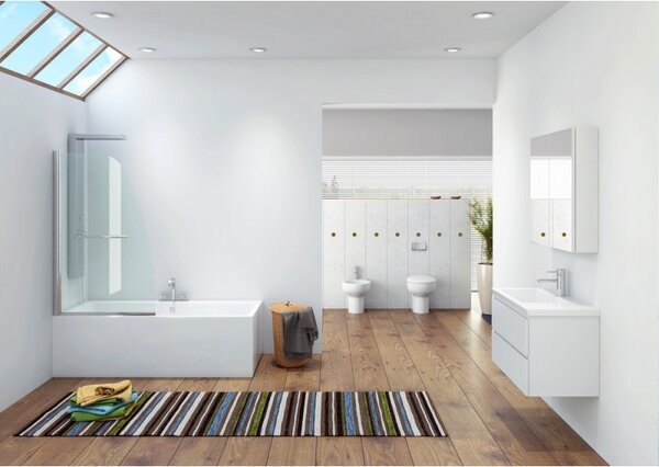 KAMALU - Parete vasca 85cm girevole altezza 140cm | KV10