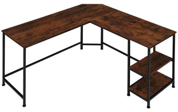 Tectake 404231 scrivania hamilton 138 x 138 x 75,5 cm - legno industriale scuro, rustico