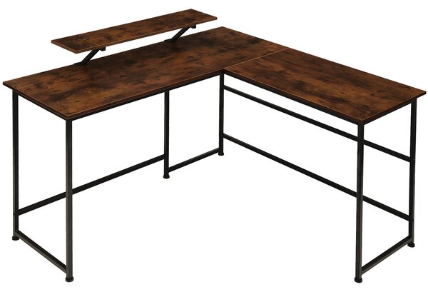 Tectake 404229 scrivania melrose 140 x 130 x 76,5 cm - legno industriale scuro, rustico
