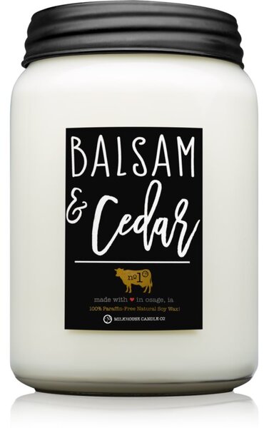 Milkhouse Candle Co. Farmhouse Balsam & Cedar candela profumata Mason Jar 737 g