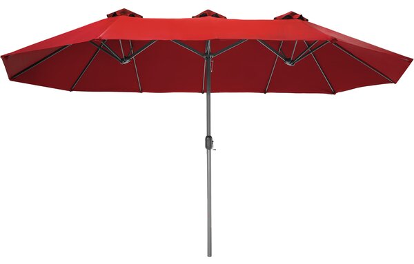 Tectake 404255 ombrellone silia 460 x 270 cm con 3 tettucci - rosso vino