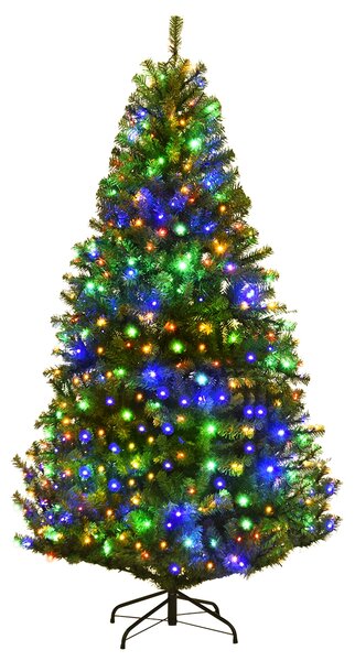 Costway Albero di natale artificiale 180cm in PVC con 350 LED, 1000 rami, supporto in metallo Verde
