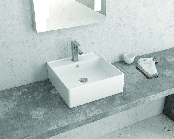 Kamalu lavandino da appoggio piccolo 38,5 cm quadrato bianco | litos-241