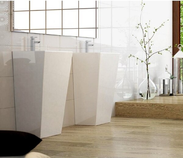 Kamalu lavabo monoblocco a terra rettangolare bianco 83.5cm |litos-75b