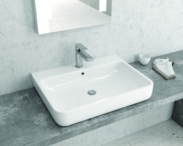 Lavabo bagno da appoggio semincasso 61cm modello Litos-460 - KAMALU