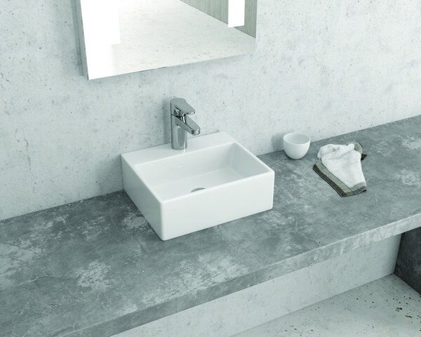 Kamalu lavabo piccolo da appoggio 33 cm in ceramica bianca | litos-233