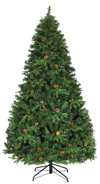Costway Albero di natale artificiale 210cm con 460 LED, 61 pigne, 925 rami e un supporto in metallo