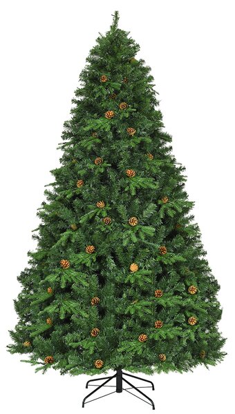 Costway Albero di natale artificiale 240cm con 600 LED, 81 pigne, 1335 rami, e un supporto in metallo