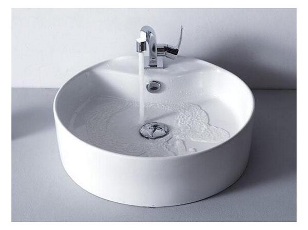 Kamalu lavabo rotondo da appoggio diametro 46cm in ceramica bianca | litos-446
