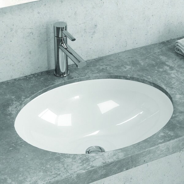KAMALU - Lavabo sottopiano ovale 51cm in ceramica bianca | Litos-S650