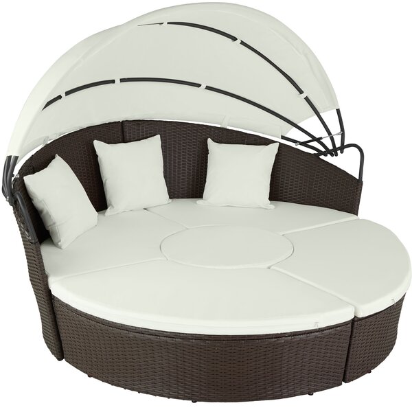 Tectake 403424 divano prendisole con telaio in alluminio e parasole - marrone misto