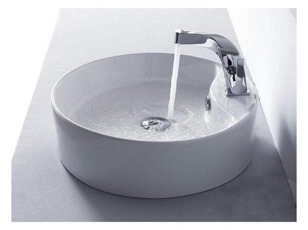 Kamalu lavabo rotondo da appoggio diametro 46cm in ceramica bianca | litos-446