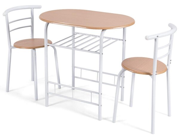 Costway Set di mobili 2 sedie e tavolo da pranzo Set 3 pezzi tavolo e 2 sgabelli da cucina
