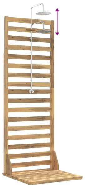Doccia da giardino, altezza 205,5 cm, realizzata in legno di acacia massello e acciaio inossidabile, colore bianco