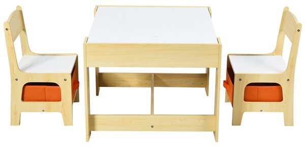 Costway Set tavolo con 2 sedie per bambini in legno Set di 3 pezzi mobili per bimbi 62x62x48cm Colorato