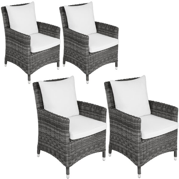 Tectake 404631 4x sedia in rattan sanremo - grigio/bianco