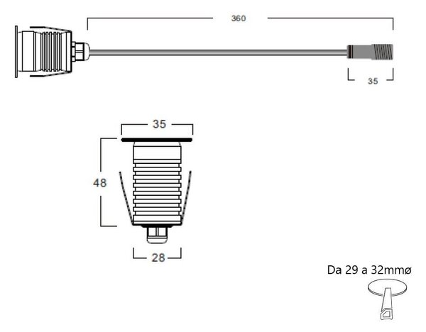 Faretto LED 3W IP67 LED OSRAM, luce VERDE - Professional Colore Verde