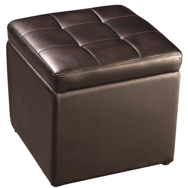 Costway Sedile Sgabello di stoccaggio in PU Pouf contenitore 40x40x40cm Marrone