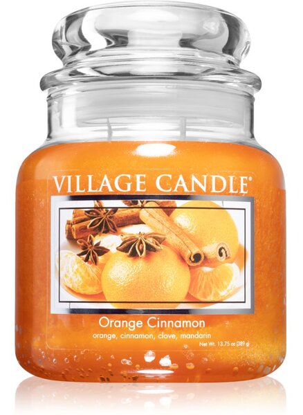 Village Candle Orange Cinnamon candela profumata (Glass Lid) 396 g