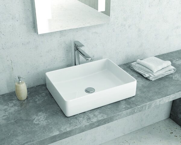 Kamalu lavabo bagno appoggio 47cm design moderno ceramica modello litos-0003