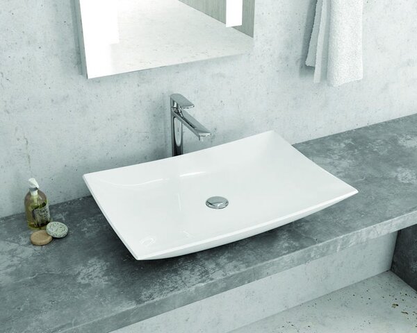 Lavabo appoggio rettangolare 60cm Ceramica Litos-0008 - KAMALU