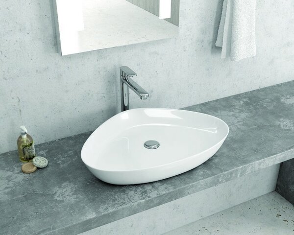 Kamalu lavabo bagno da appoggio 59cm ceramica bianca | litos-0009