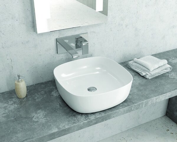 Kamalu lavabo appoggio 41cm in ceramica slim bianca |litos-0015